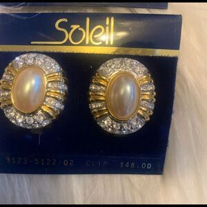 Vintage 18K Gold Plated Signed Soleil Clip Earring